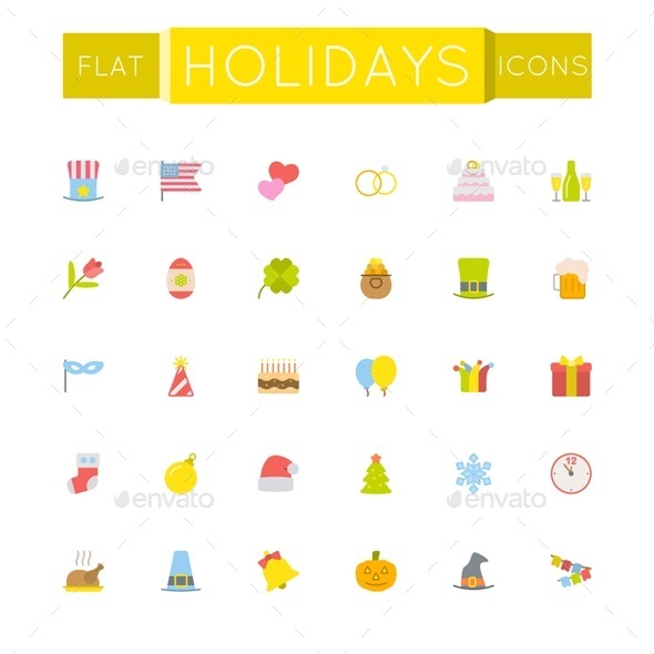 Flat Holidays Icons