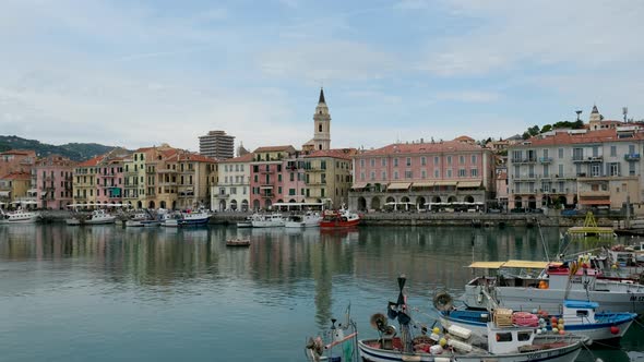 Imperia Oneglia sea port harbor view. Timelapse