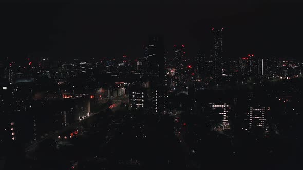Aerial Shot of Manchester UK at Night
