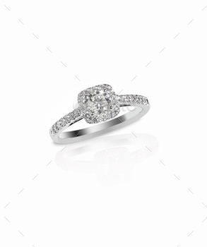 taire princess Cut with side diamonds and a halo setting