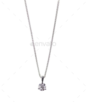  from a chain. Fine Jewelry necklace isolated on a white background with shadow and reflection