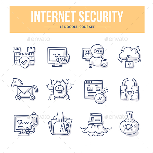 Internet Security Doodle Icons