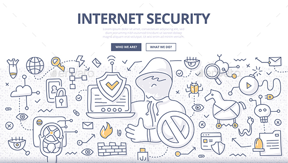 Internet Security Doodle Concept