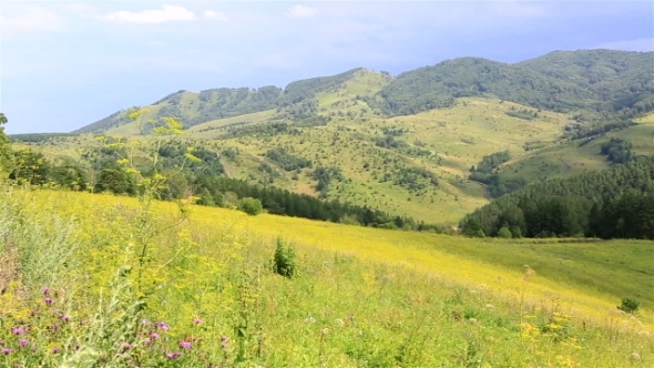 Beautiful Panorama Of Altai Mountains In Resort Belokurikha.