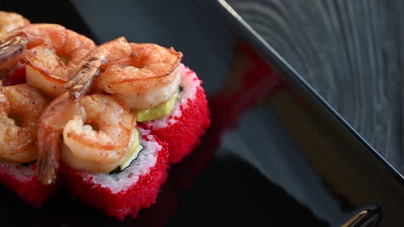 Japanese Food Sushi Rolls with Shrimp