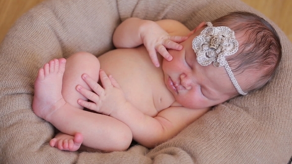 Cute Newborn Baby Girl Sleeping