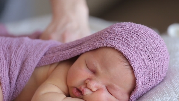 Cute Newborn Baby Girl Sleeping