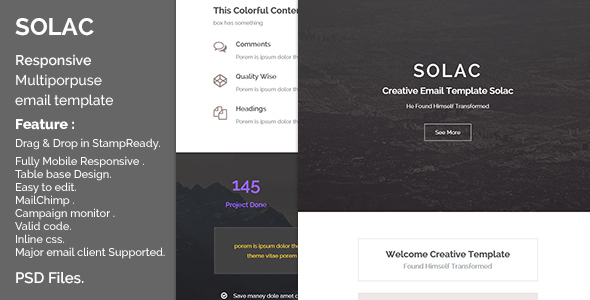 Solac - Responsive  Multiporpuse Email with Online Editor
