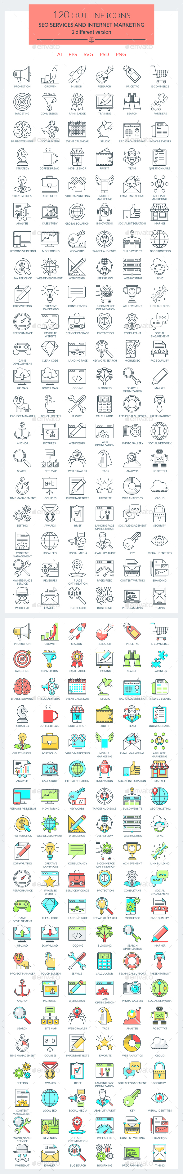 SEO Services and Internet Marketing Icons