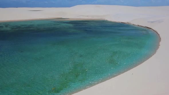 Lençóis Maranhenses National Park .Route of emotions in the northeast of Brazil.View of lagoon and s