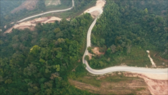 Aerial View of Road on the Mountain 03