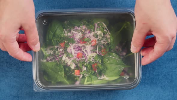 Closing Spinach Salad Closeup