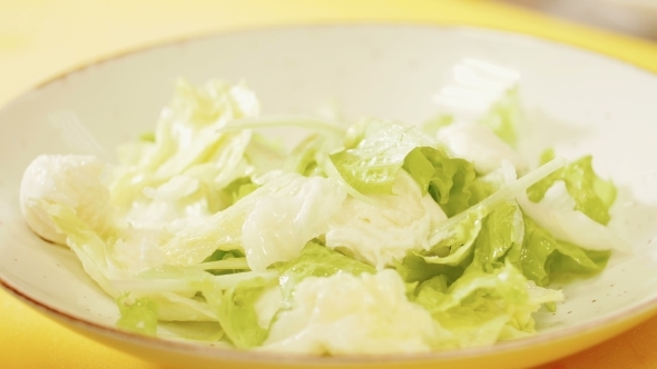 Cooking Salad Of Grapes, Cabbage, Mozzarella Cheese. alt