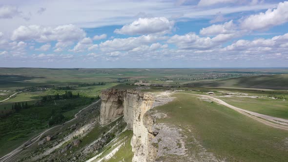 Aerial view of rocky mountain White Rock or Ak-Kaya (Belaya Skala), Crimea