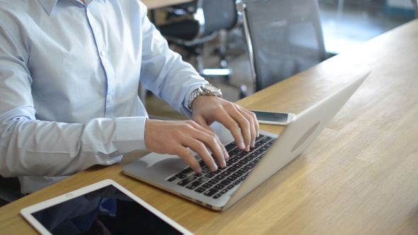 Businessman Working Online in Office alt