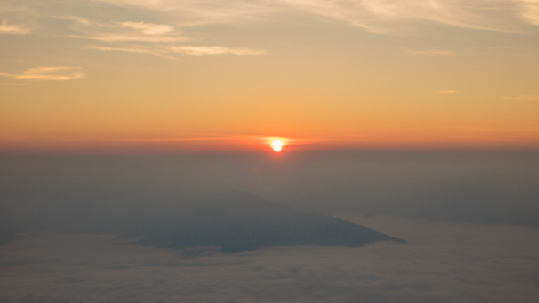 Sunrise On Mountain Fog In The Morning