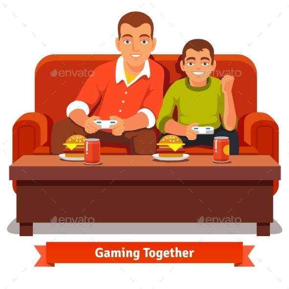 Father and Son Playing Video Games