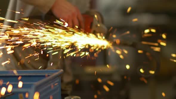 Cutting Metal With Sharp Sparks