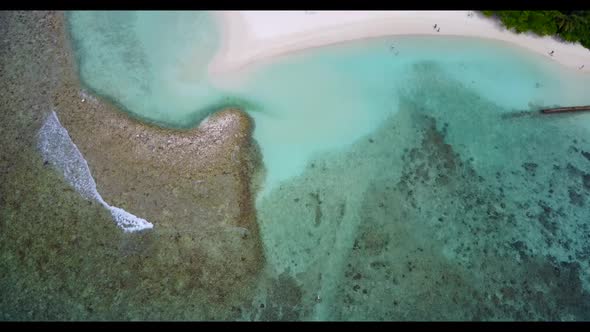 Aerial view nature of idyllic lagoon beach time by blue ocean with white sand background of adventur