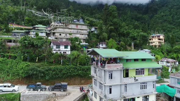 Rumtek Monastery area in Sikkim India seen from the sky