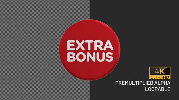 Extra Bonus Rotating Looping Badge with Alpha Channel
