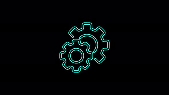 Maintenance icon abstract seamless animation of 4k neon lines. Beautiful animation of neon lines