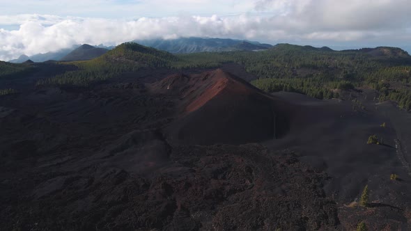 Incredible Aerial Views of Volcan Chinyero and Lava Fields in Teide Volcano National Park