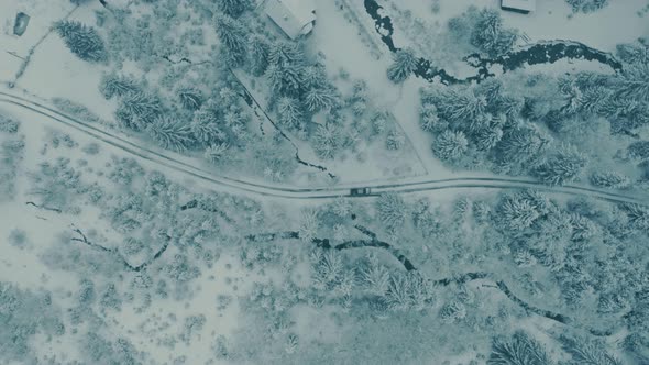 Aerial Beautiful Winter Mountain Landscape