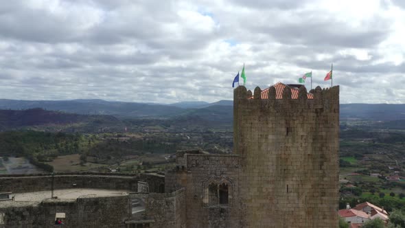 Belmonte city castle drone aerial view in Portugal