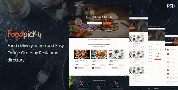 Foodpicky - Zamawianie jedzenia przez Internet z lokalnych restauracji - Katalog restauracji - PSD