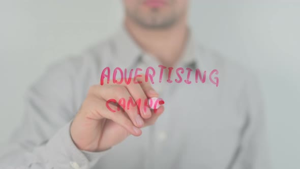 Advertising Campaign Writing on Screen with Hand