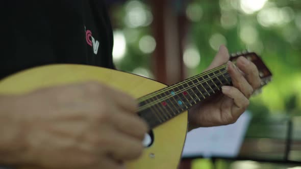 Male Musician Plays in the Park. Beijing. China. Asia