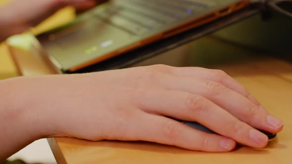 Freelancer Woman Using Mouse for Laptop