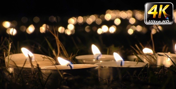 Candles on Grass at Night 6