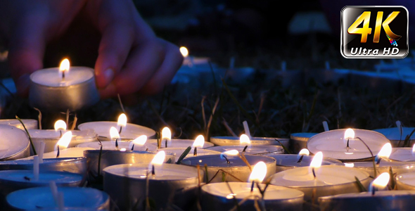 Candles on Grass at Night 3