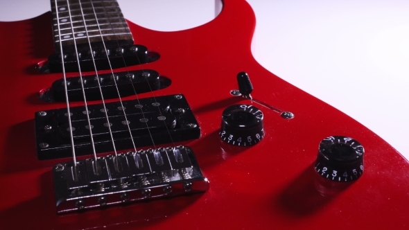 Red Electric Guitar. Volume Control. Switches Animation. Rotation