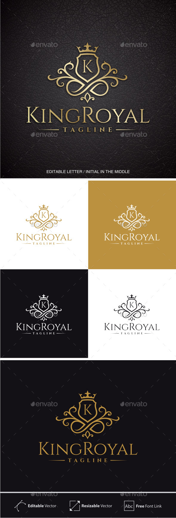 King Royal (Editable Initial / Letter K )