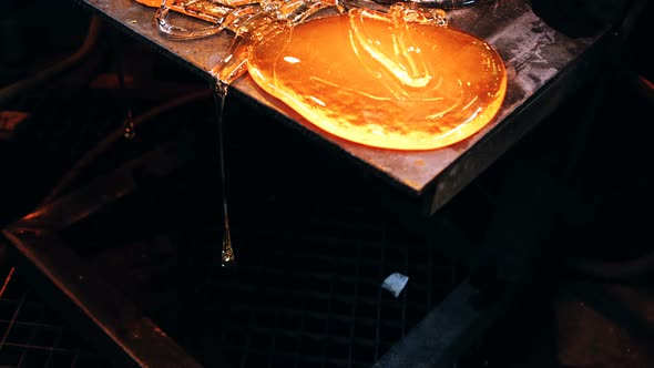 Close-up of molten glass