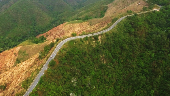 Aerial View of Road on the Mountain 06