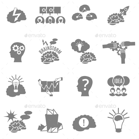 Brainstorm Flat Icons Set