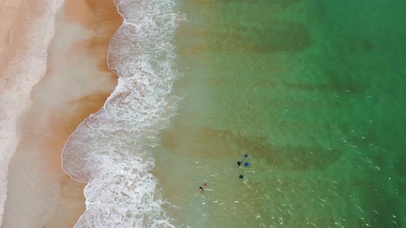 Waves on the shoreline of an Atlantic Ocean beach.