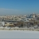 Flying Over The Frozen River In Winter. Bridge Over River. City Quay - VideoHive Item for Sale