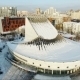 Flight Over The Theater In Winter. Flying Over The City. Architecture - VideoHive Item for Sale