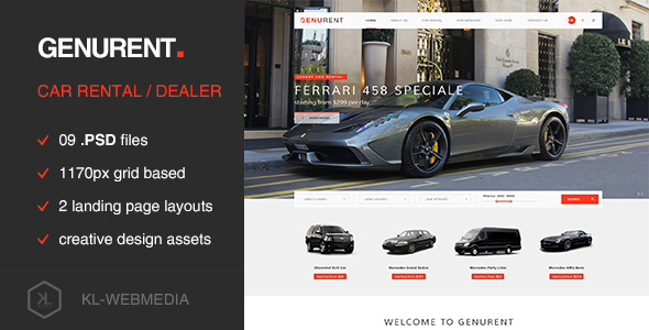 Genurent - Car Rental Service PSD Template