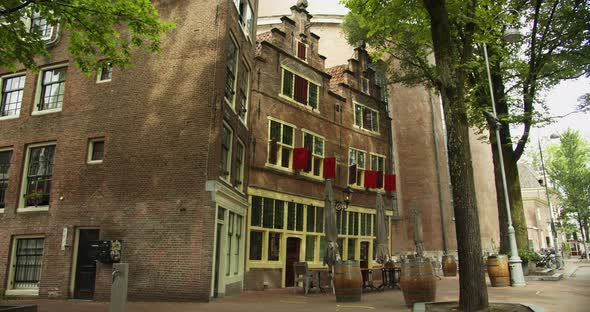 De Silveren Spiegel, A Dutch Restaurant In Amsterdam, The Netherlands With Step-Gabled Red Brick Tow