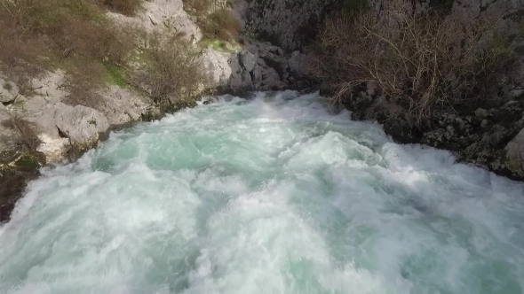 A Fast-moving Stream Of The Mountain River