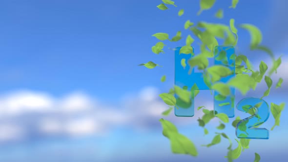 Green Leaves Spin Around H2 Symbol alt