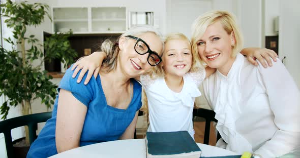 Grandmother and Daughters Portrait Indoors