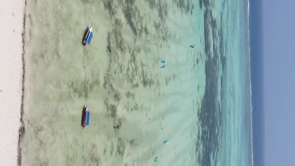 Zanzibar Tanzania  Vertical Video of the Ocean Near the Coast Slow Motion