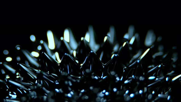 Super Slow Motion Macro Shot of Magnetic Liquid Ferrofluid in Motion at 1000Fps